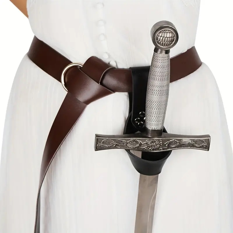 Cosplay Prop Sword - Wikinger Retro-Leder-Cosplay-Gürtel mit Schwertfach – Edles