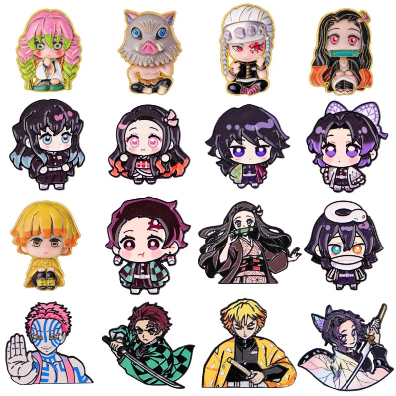 Enamel Pin Set - Niedliche Q-Version Kimono Cartoon-Charakter Emaille-Pins Anime-Figur