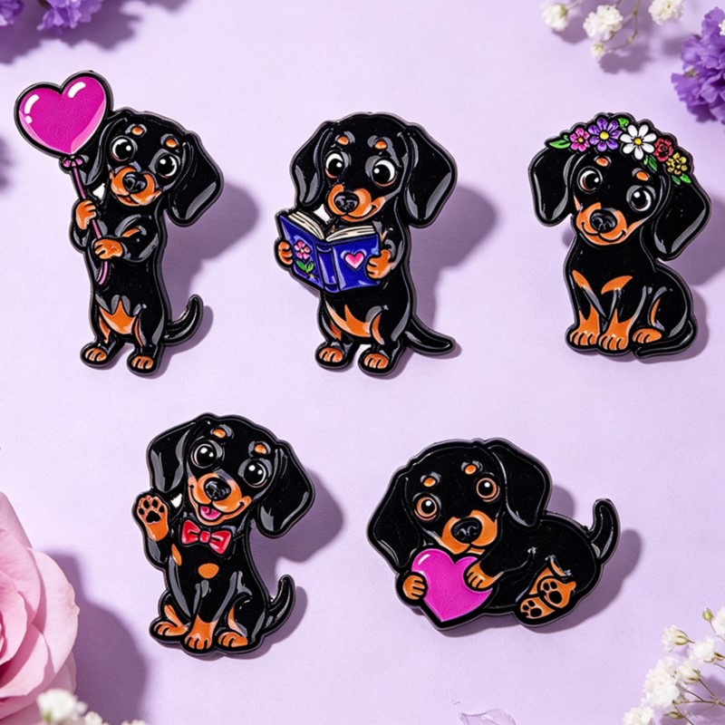 5-teiliges Niedliches Dackel-E – Enamel Pin Set Bewertung und Preis