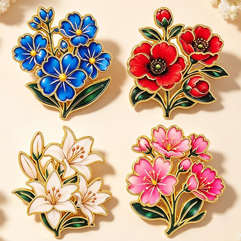 Niedliche Vintage Bunte Blumen – Enamel Pin Set Bewertung und Preis