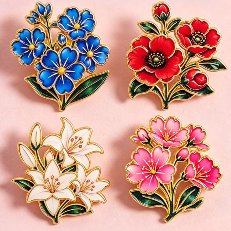 Niedliche Vintage Bunte Blumen – Enamel Pin Set Bewertung und Preis